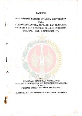 Laporan BP-7 Provinsi Daerah Istimewa Yogyakarta pada Forum Komunikasi dan Konsultasi (FORKOMKON)...