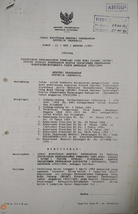 Surat Keputusan Menteri Penerangan Republik Indonesia Nomor : 57/KEP/MENPEN/ 1993 tentang Penunju...