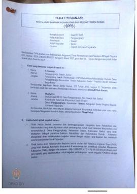 Surat Perjanjian Penyaluran Bantuan Rehabilitasi dan Rekonstruksi Rumah (SPPB),  Nama Kelompok Sa...