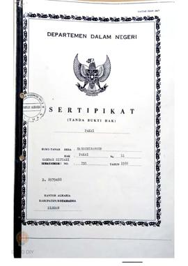 Sertifikat (tanda bukti hak) pakai atas nama Pemerintah Propinsi Daerah Istimewa Yogyakarta CQ Di...