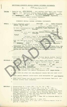 Surat Keputusan Gubernur Kepala DIY, No. 892/Hak/Kpts/1982 tanggal 26 Oktober 1982 tentang Pember...
