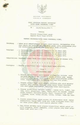 SK Menteri Pertanian No 042/SK/Mentan/BPB/1975 tentang program intensifikasi sayur-sayuran.