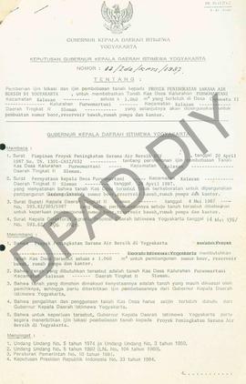 Surat Keputusan Gubernur Kepala Daerah Istimewa Yogyakarta             Nomor: 33/ldz/KPTS/1987 te...