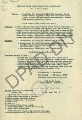 SK Kepala Daerah DIY No. 458/1973 tanggal 458/1973 tanggal 16 November 1973 tentang penunjukan Sd...