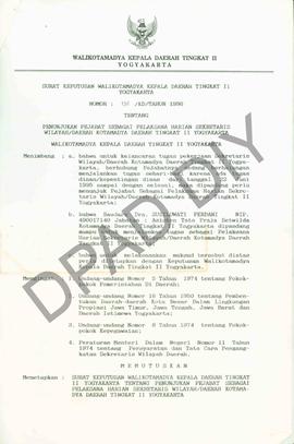 Surat Keputusan Walikota Yogyakarta Nomor 136/KD/1998 tentang penunjukkan pejabat sebagai Pelaksa...