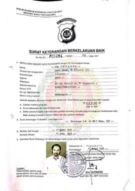 Berkas Kumpulan Surat Keterangan Berkelakuan Baik a.n. Drs. Suharno, dkk. untuk keperluan Penatar...
