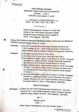 Surat Keputusan BP-7 Kabupaten Daerah Tingkat II Bantul Nomer : 05/KPTS/BP-7/BT/1982 tentang Pedo...