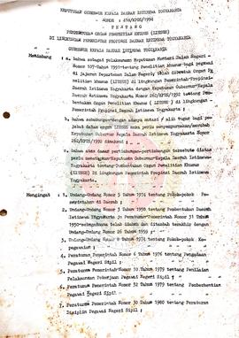 Surat Keputusan Gubernur Kepala Daerah Istimewa Yogyakarta Nomor: 418/KPTS/1994 tentang Pembentuk...