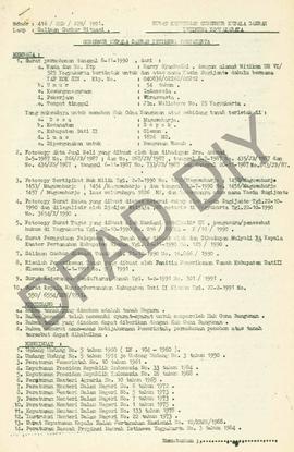 Surat Keputusan Gubernur Kepala  Daerah Istimewa Yogyakarta Nomor: 416/HGB/BPN/1991 tanggal 16 Me...