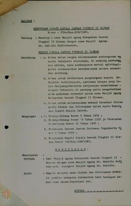 Salinan Keputusan Bupati Kepala Daerah Tingkat II Sleman Nomor:  078a/Kep.KDH/1986 tentang Peneta...