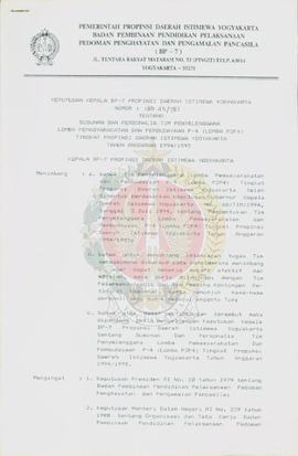 Keputusan Kepala BP-7 Provinsi Daerah Istimewa Yogyakarta Nomor: 188.43/787 tentang Susunan dan P...
