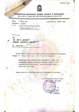 Surat Keputusan Walikotamadya Kepala Daerah Tingkat II Yogyakarta Nomor: 012/KD/1995 tentang Pemb...