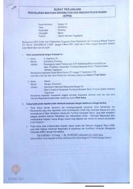Surat Perjanjian Penyaluran Bantuan Rehabilitasi dan Rekonstruksi Rumah (SPPB),  Nama Kelompok Na...