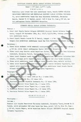 Surat Keputusan Gubernur Kepala Daerah Istimewa Yogyakarta Nomor: 115/Idz/KPTS/1986 tentang pembe...
