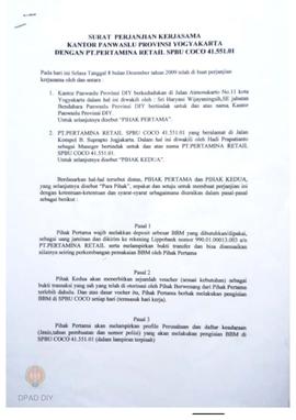 Daftar Isian Pelaksanaan Anggaran Tahun 2009 dan Surat Perjanjian Kerjasama Kantor Panwaslu Propi...