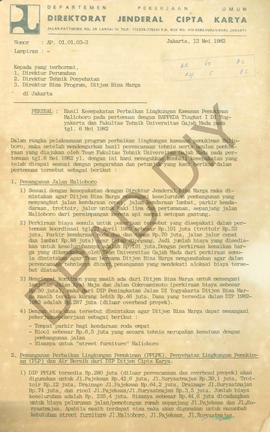 Surat Dirjen Cipta Karya Departemen Pekerjaan Uumum Jakarta kepada pimpro PPLPK DIY tentang kesep...