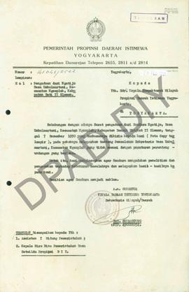 Surat dari Gubernur Kepala Daerah Istimewa Yogyakarta atas nama Sekretaris Wilayah/Daerah, Drs.Su...