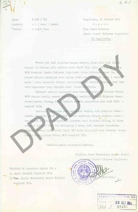 Surat dari Ketua DPRD DIY, H. Soedarmo Setopradjoko kepada Gubernur Daerah Istimewa Yogyakarta te...