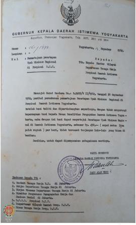 Surat nomor 561/ 1993 dari Wakil Gubernur DIY kepada Kanwil Depnaker Prop. DIY tanggal 13 Nopembe...