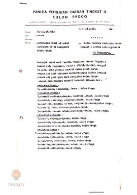 Surat dari Ketua PPD Tk II Kulon Progo No: 76/LC.2/IV/1982 tanggal 28 April 1982 kepada Ketua PPD...