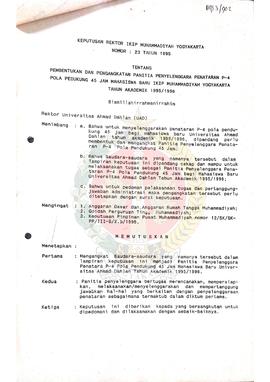 Surat Keputusan Rektor  Institut  Keguruan dan Ilmu Pendidikan (IKIP) Muhammadiyah Yogyakarta nom...