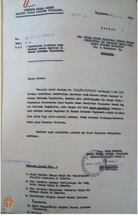 Surat dari Sekwilda a/n Wagub DIY no. K1/ I. 20/ 2101/ 79 tanggal 8 Agustus 1979 kepada Kepala Ka...