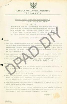 Surat Keputusan Gubernur Kepala Daerah Istimewa Yogyakarta  Nomor: 14/Id2/KPTS/1988 tentang pembe...