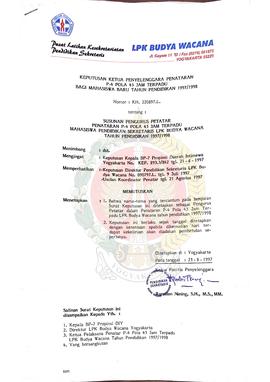 Bendel Surat Keputusan Rektor tentang Pembentukan dan Pengangkatan Panitia Penyelenggara Penatara...