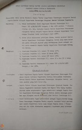 Surat Keputusan kepala kantor Wilayah Departemen Penerangan Provinsi Daerah Istimewa Yogyakarta N...