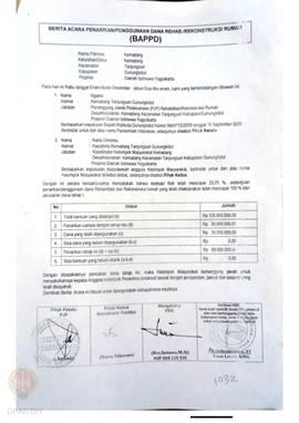 Berita Acara Penarikan/Penggunaan Dana Rehabilitasi/Rekonstruksi Rumah (BAPPD) Rusak Berat, Nama ...