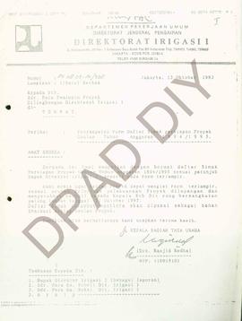 Direktorat Irigasi I kepada para pimpro di lingkungan Direktorat Irigasi I tanggal 13 Oktober 199...