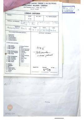 Surat telegram dari Kabakorsiskom Pemilu pusat kepada Kabakorsiskom PPD I dan PPD II seluruh Indo...
