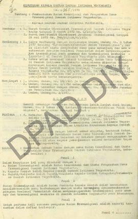 Surat Keputusan Kepala Daerah DIY No. 365/1973 tanggal 25 September 1973 tentang pembentukan Bada...