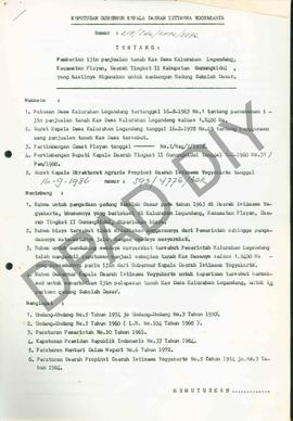 Surat Keputusan Gubernur Kepala DIY No.219/Id2/KPTS/1986 tentang pemberian ijin penjualan tanah k...