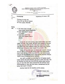 Surat dari Kepala BP-7 Provinsi Daerah Istimewa Yogyakarta kepada Sri Paduka Wakil Gubernur Kepal...