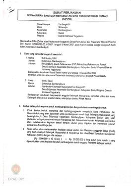 Surat Perjanjian Penyaluran Bantuan Rehabilitasi dan Rekonstruksi Rumah (SPPB), Nama Kelompok Tur...