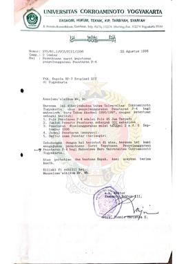 Surat dari Pembantu Rektor III atas nama Rektor Universitas Cokroaminoto Yogyakarta kepada Kepala...