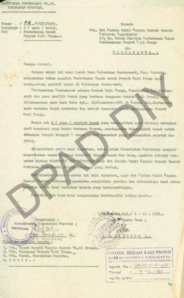 Surat dari Kepala Desa Kalurahan Sumbersari, Kecamatan Moyudan, Kabupaten Sleman kepada Kepala Sr...
