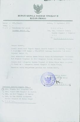 Surat dari Bupati Kepala Daerah Tingkat II Kulon Progo kepada Kepala  Badan Pembina Pendidikan Pe...