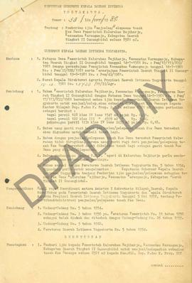 Surat Keputusan Gubernur Kepala DIY No: 33/Id2/KPTS/1982 tentang Pemberian ijin penjualan/Pelepas...