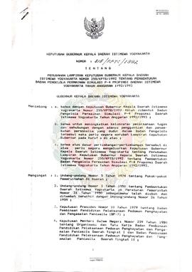 Surat Keputusan Gubernur Kepala Daerah Istimewa Yogyakarta Nomor: 318/KPTS/1992 tentang Perubahan...