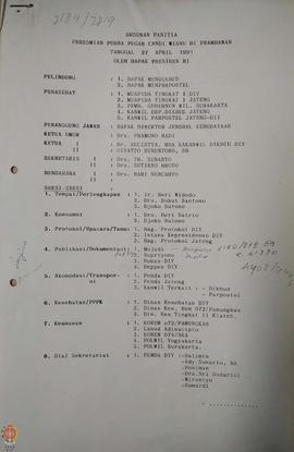 Susunan Panitia Peresmian Purna Pugar Candi Wisnu di Prambanan tanggal 27 April 1991 oleh Bapak P...