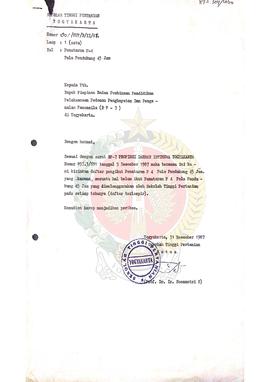 Surat dari Ketua Sekolah Tinggi Pertanian Yogyakarta kepada Pimpinan BP-7 di Yogyakarta perihal p...