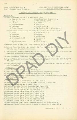Surat Keputusan Gubernur Kepala  Daerah Istimewa Yogyakarta Nomor : 483/SK/HM/BPN/1991 tanggal 18...