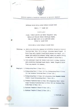 Surat dari Bupati Kepala Daerah Tingkat II Kulon Progo Nomor 125 tahun 1997 mengenai lokasi / tem...