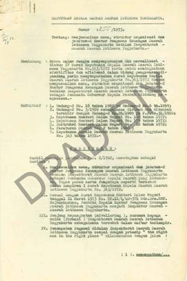 Surat Keputusan Kepala Daerah DIY No : 255/1973 tanggal 10 Juli 1973 tentang menyesuaikan Nama, S...