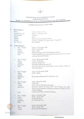 Laporan Pengawasan Pemilu 2009 di Kabupaten Bantul Tahun 2009