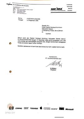 Kendali Kelengkapan Pengadaan Barang dan Jasa Rehab Rekons DIPA TA. 2006 dengan No.SPM 00231/XII/...