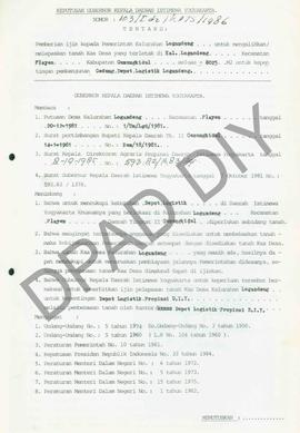 SK Gubernur DIY No. 103/Id2/KPTS/1986 tentang pemberian ijin kepada Pemerintah Kalurahan Logadeng...