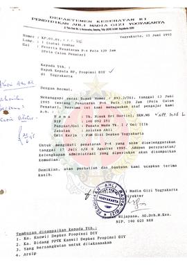 Surat dari Direktur Pendidikan Ahli Madya Yogyakarta kepada Kepala BP-7 Provinsi Daerah Istimewa ...